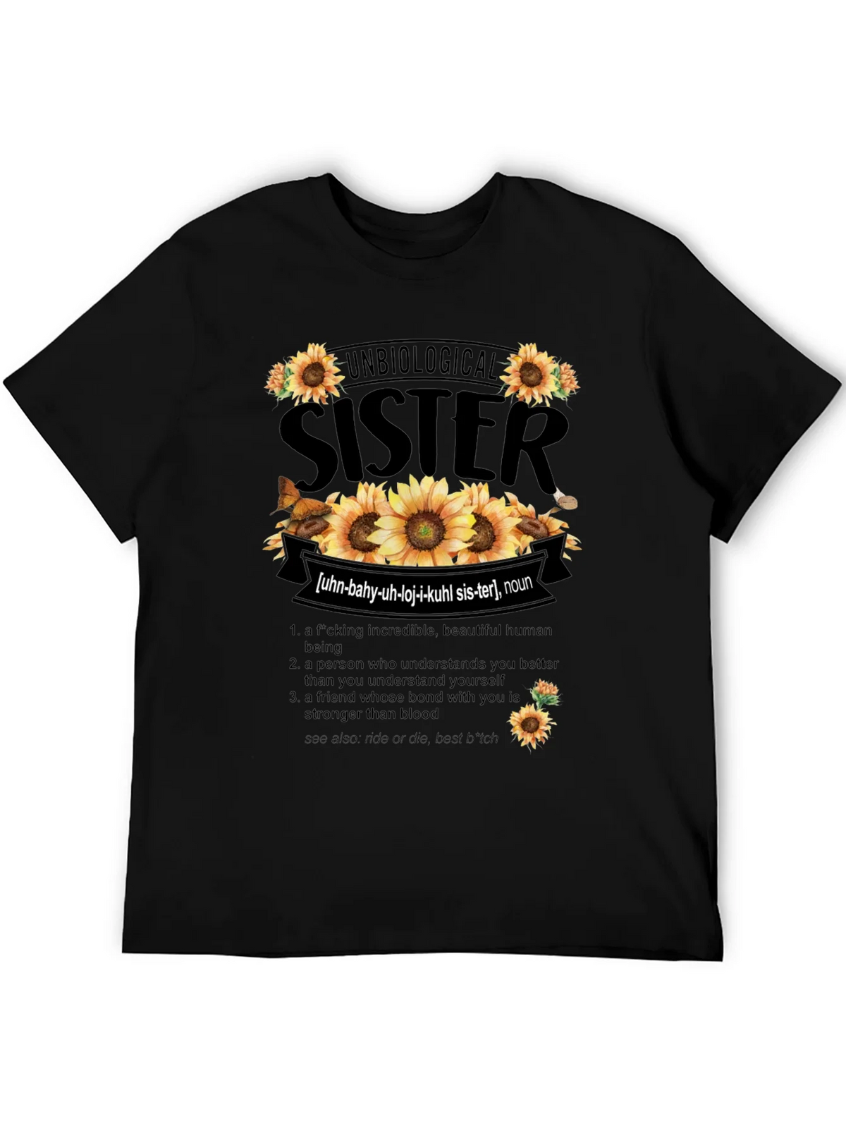 Unbiological Sister Sunflower Graphic T-Shirt product image 2