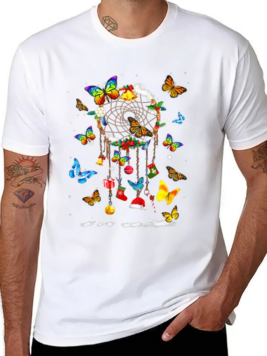 Butterfly Dreamcatcher Christmas Graphic Tee product image 5