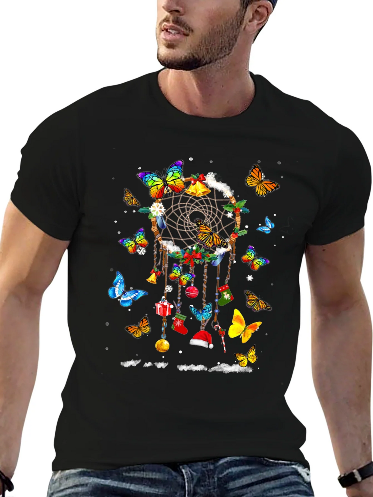 Butterfly Dreamcatcher Christmas Graphic Tee product image 4