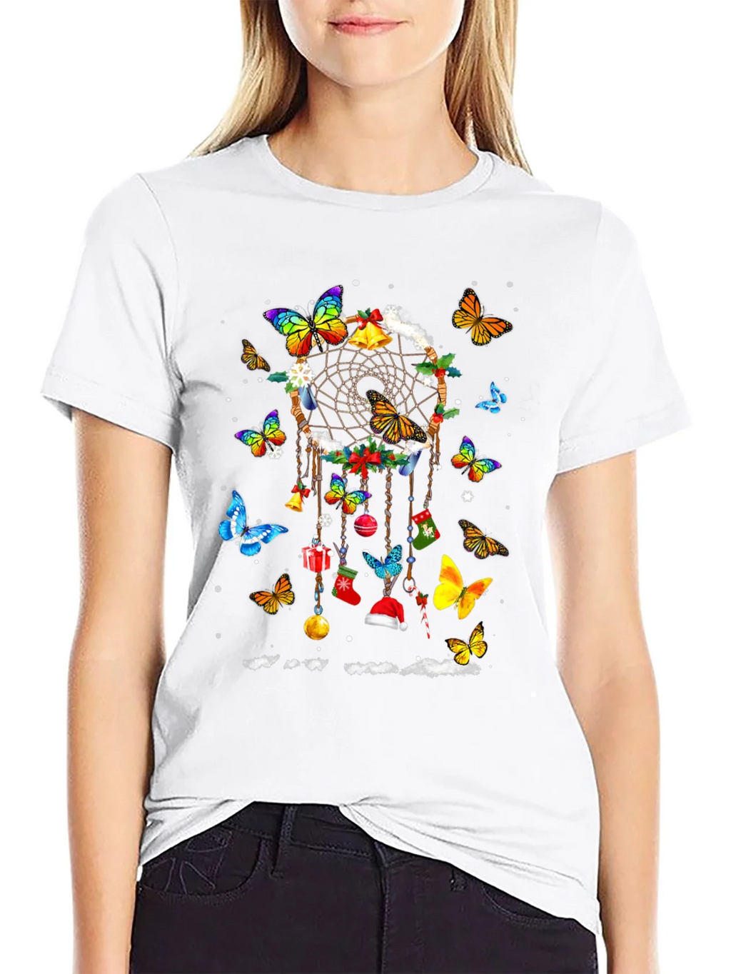 Butterfly Dreamcatcher Christmas Graphic Tee product image 6