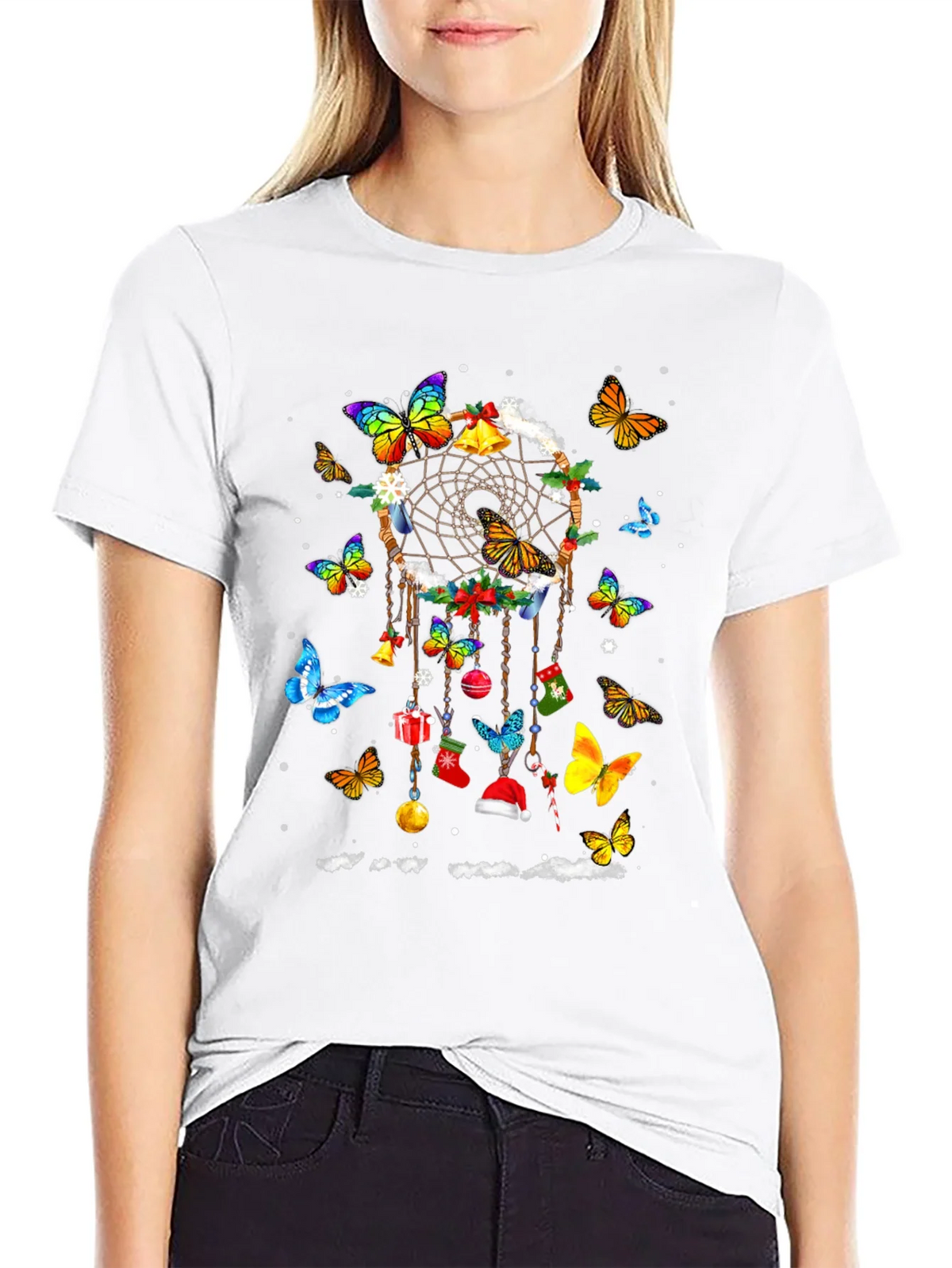 Butterfly Dreamcatcher Christmas Graphic Tee product image 6