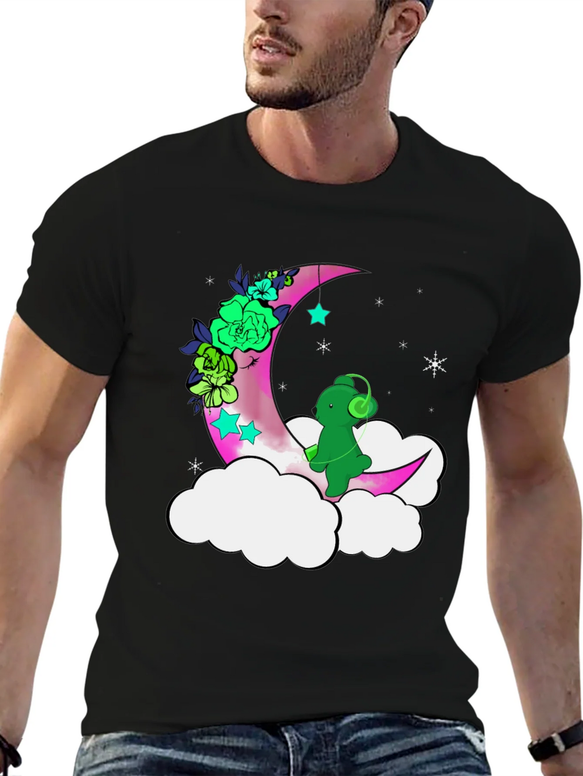 Cute Moon Bear T-Shirt - Black product image 6