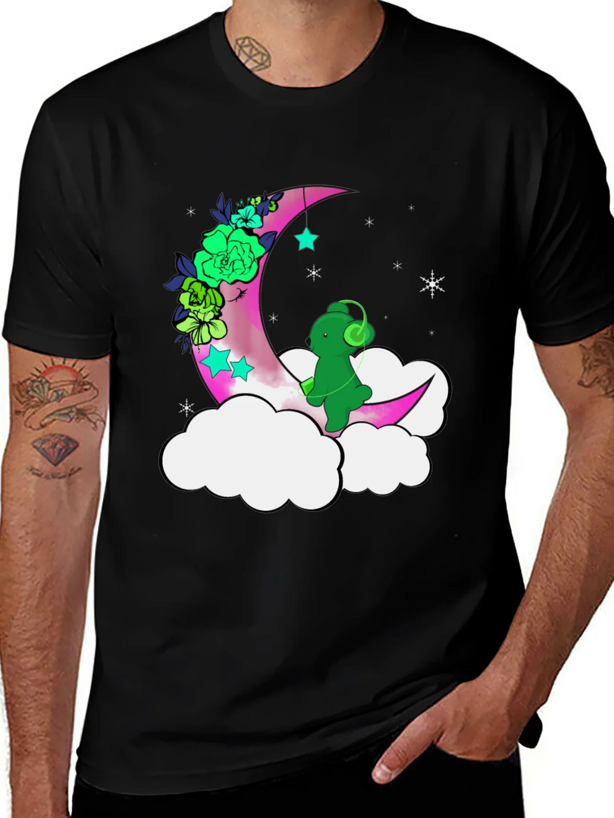 Cute Moon Bear T-Shirt - Black product image 1