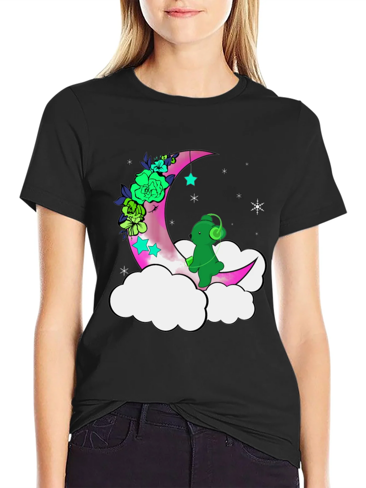 Cute Moon Bear T-Shirt - Black product image 2