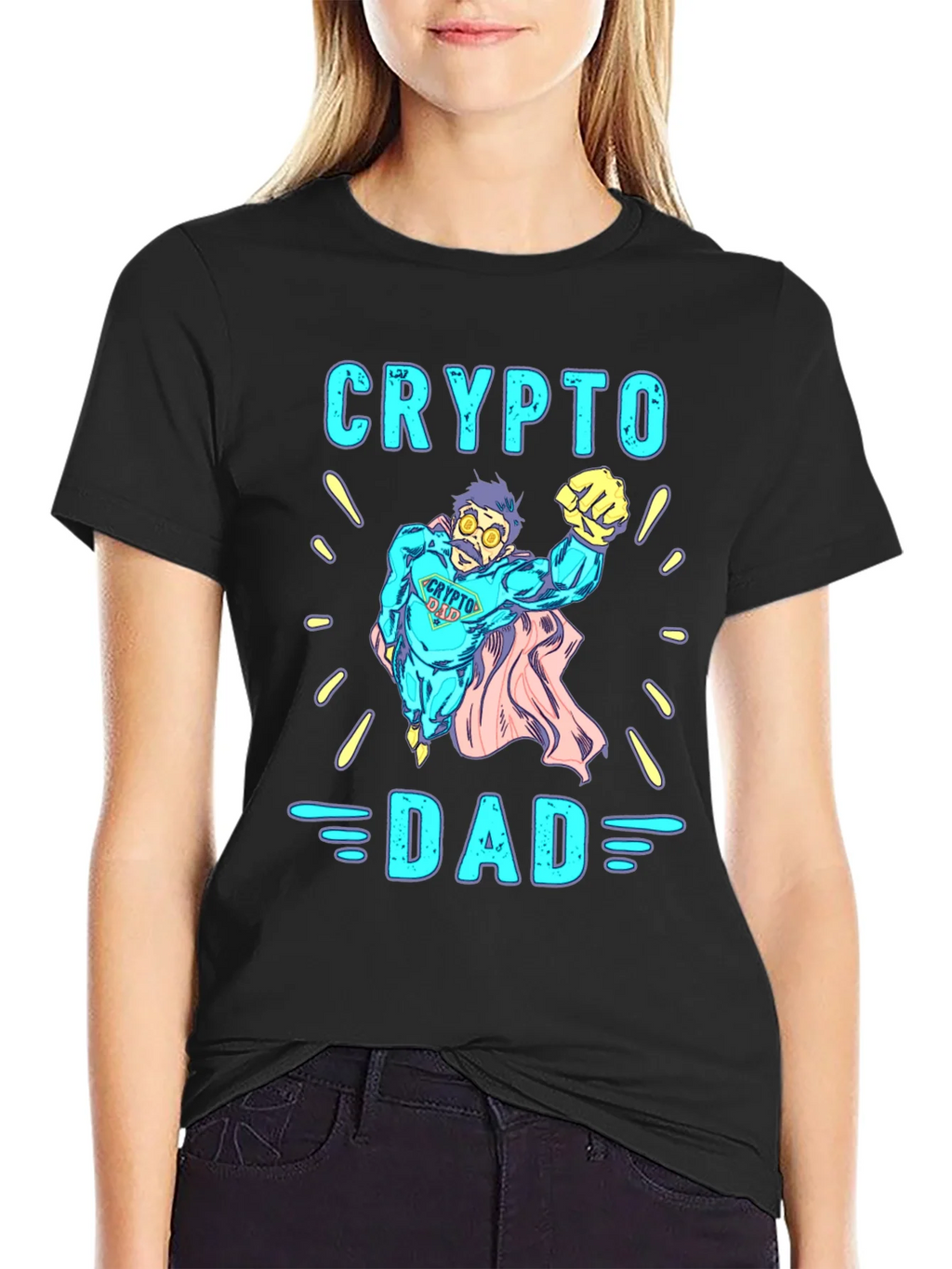 Crypto Dad Superhero Graphic Tee product image 2