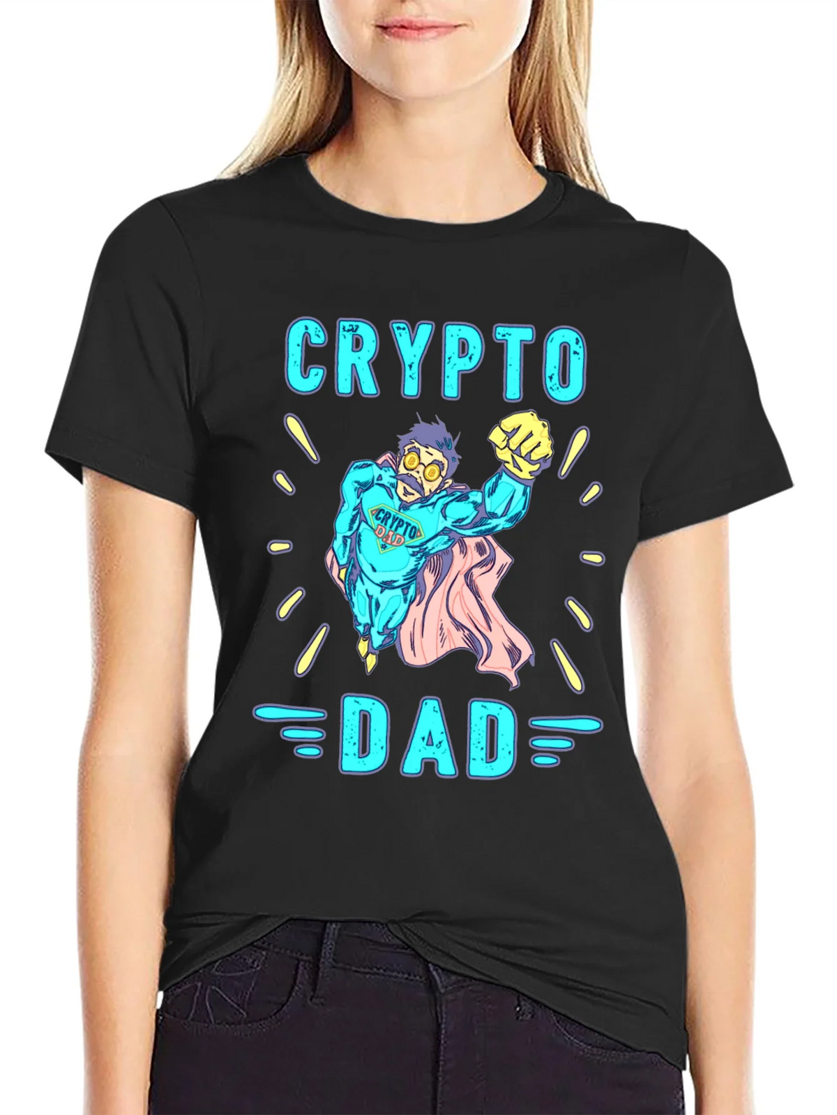 Crypto Dad Superhero Graphic Tee product image 2