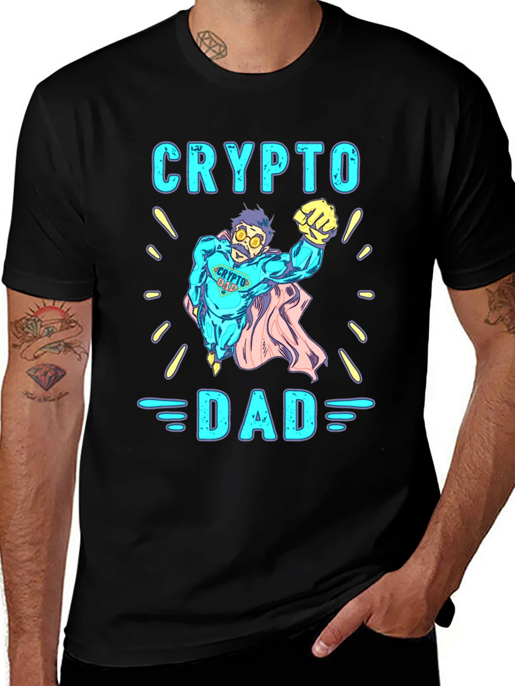 Crypto Dad Superhero Graphic Tee product image 1