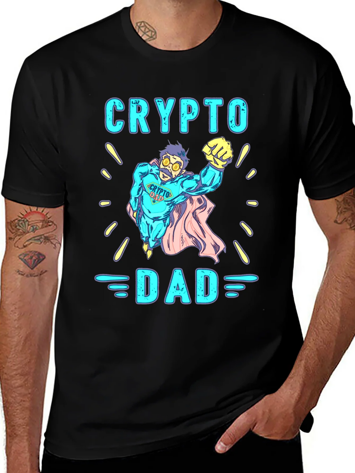 Crypto Dad Superhero Graphic Tee product image 1