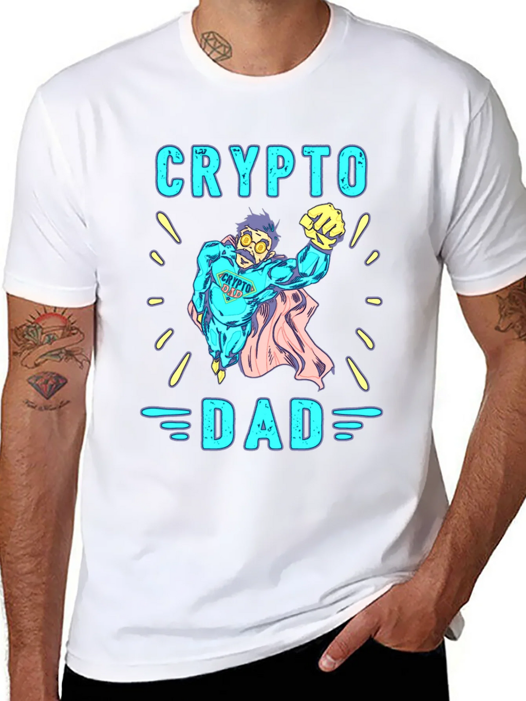 Crypto Dad Superhero Graphic Tee product image 7