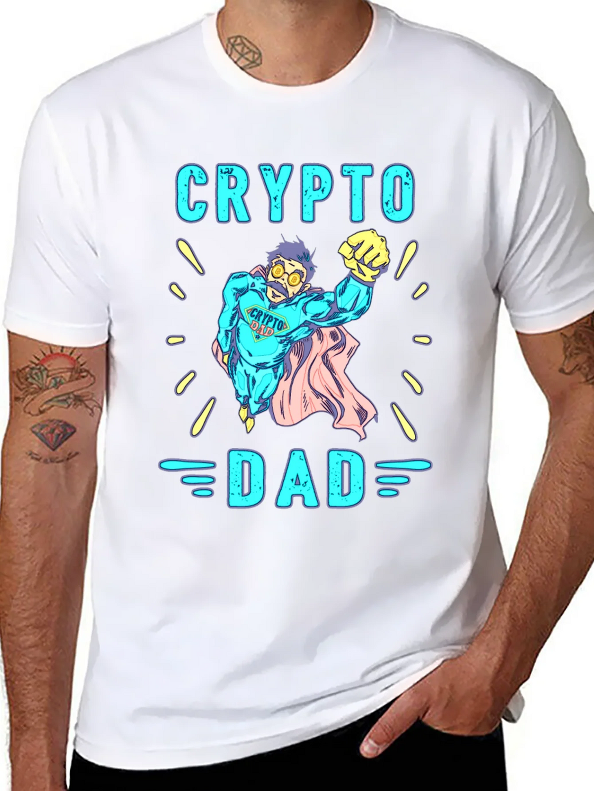 Crypto Dad Superhero Graphic Tee product image 7