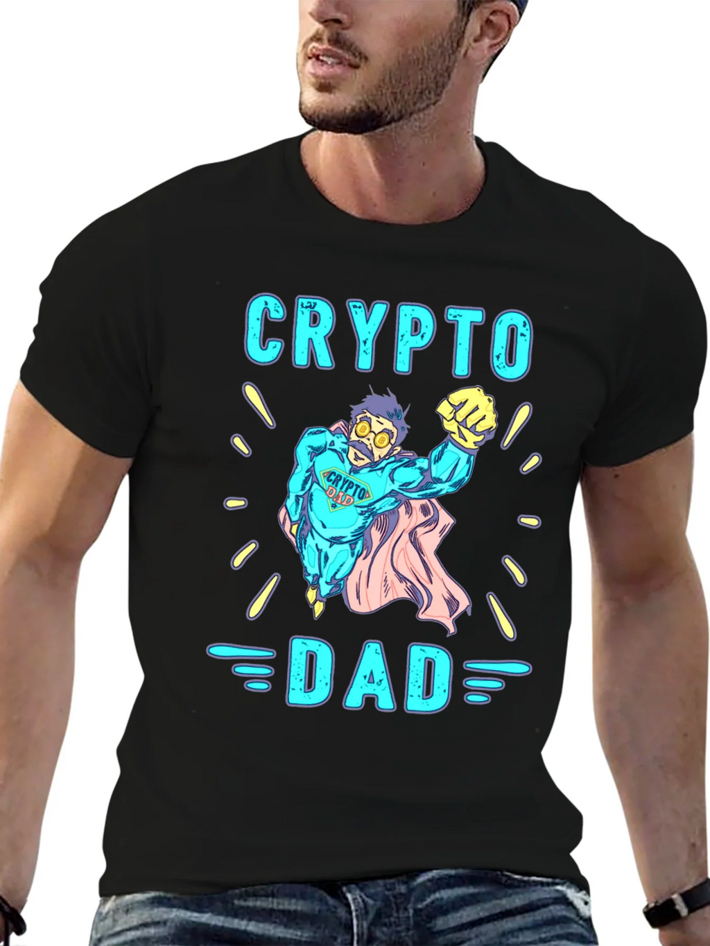 Crypto Dad Superhero Graphic Tee product image 6