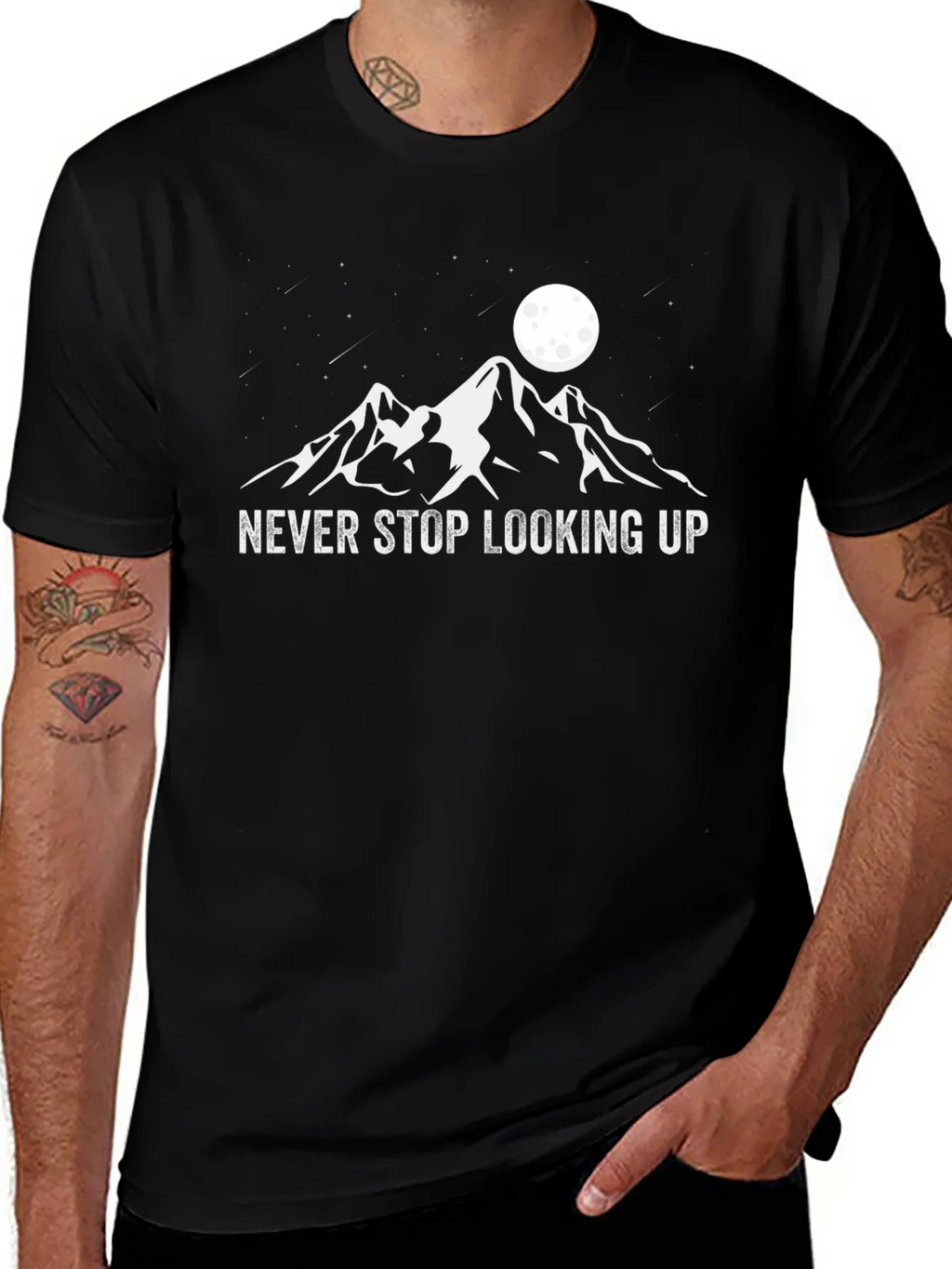 Never Stop Looking Up Black T-Shirt product image 1