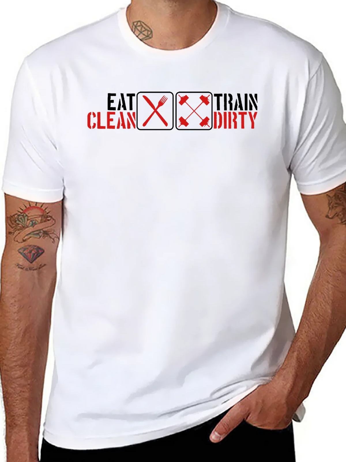 Eat Clean Train Dirty Graphic Tee - Fitness Motivation product image 7