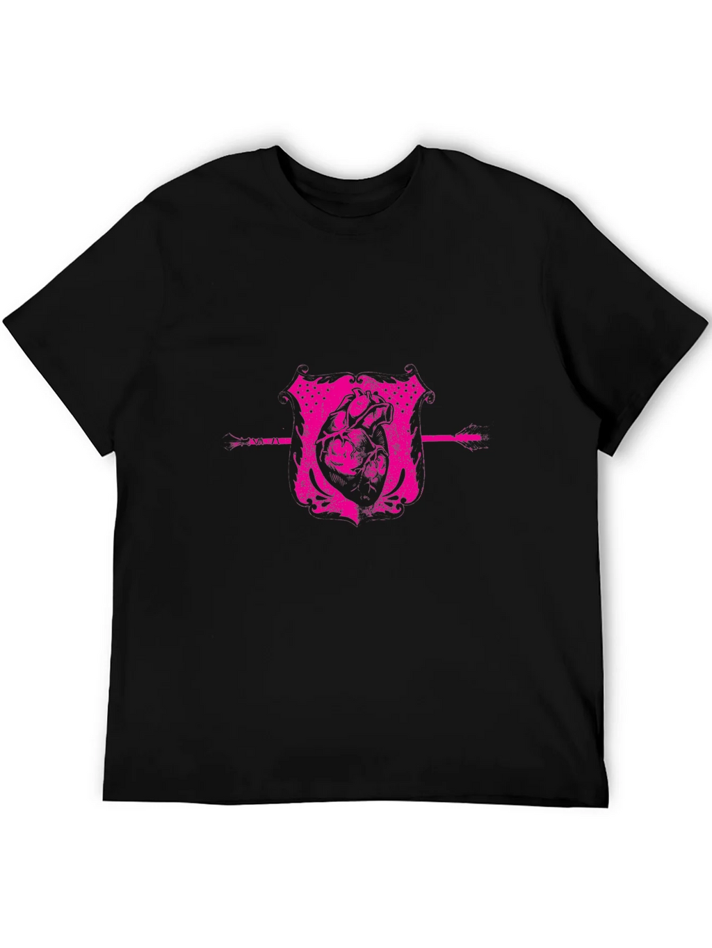 Pink Heart Crest Graphic Black T-Shirt product image 5