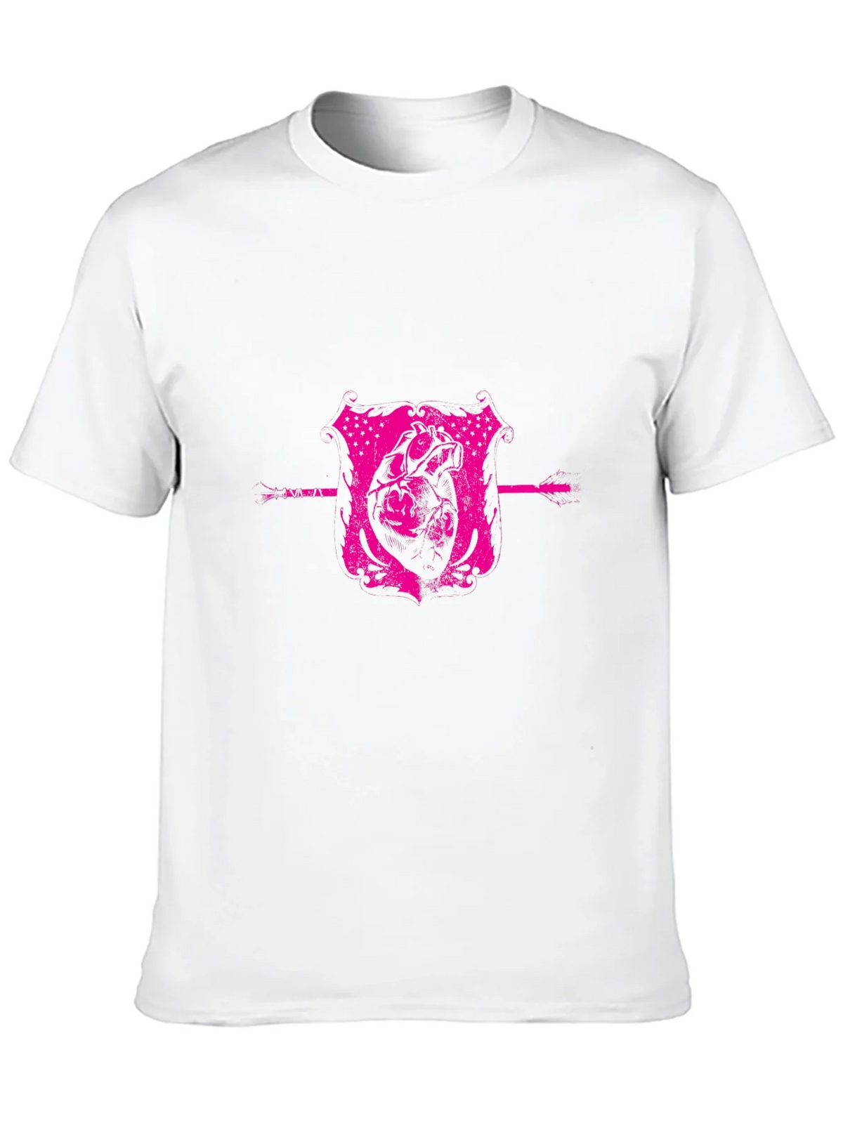 Pink Heart Crest Graphic Black T-Shirt product image 9