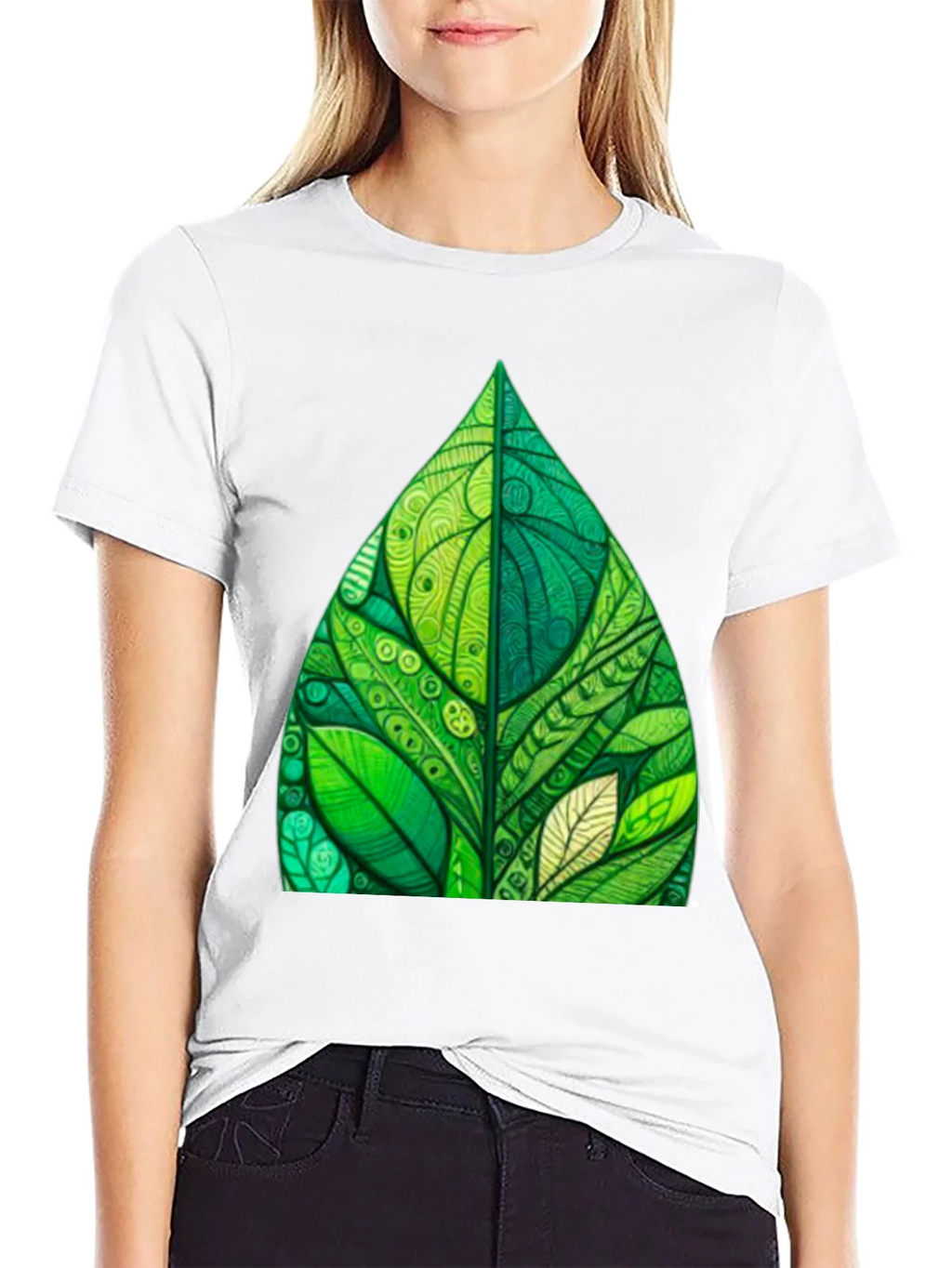 Green Leaf Art Black T-Shirt product image 8