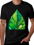 Green Leaf Art Black T-Shirt product image 1