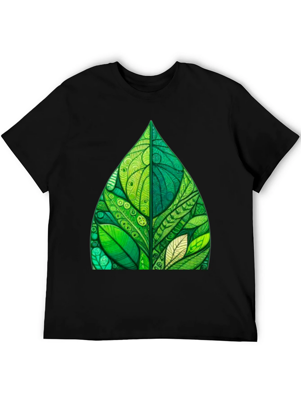 Green Leaf Art Black T-Shirt product image 5