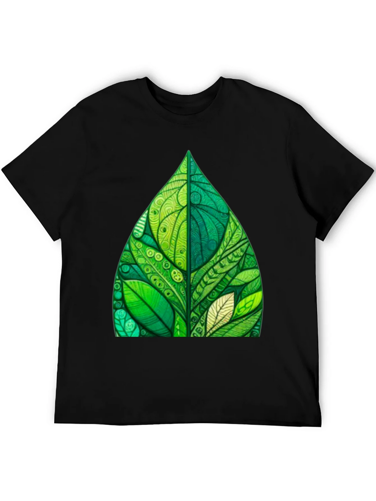 Green Leaf Art Black T-Shirt product image 5