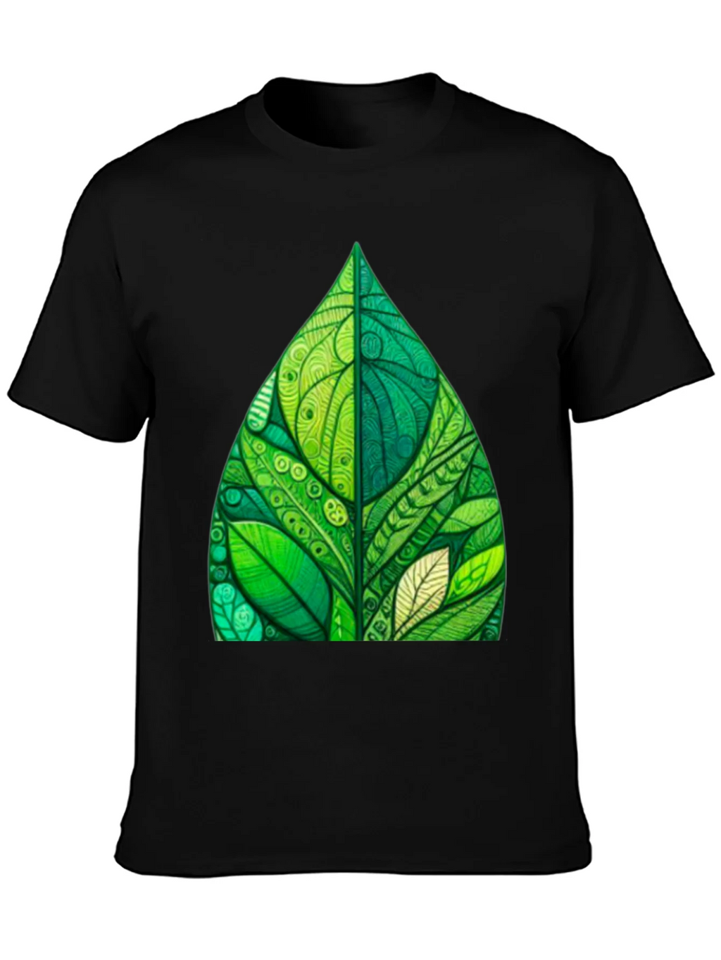 Green Leaf Art Black T-Shirt product image 3