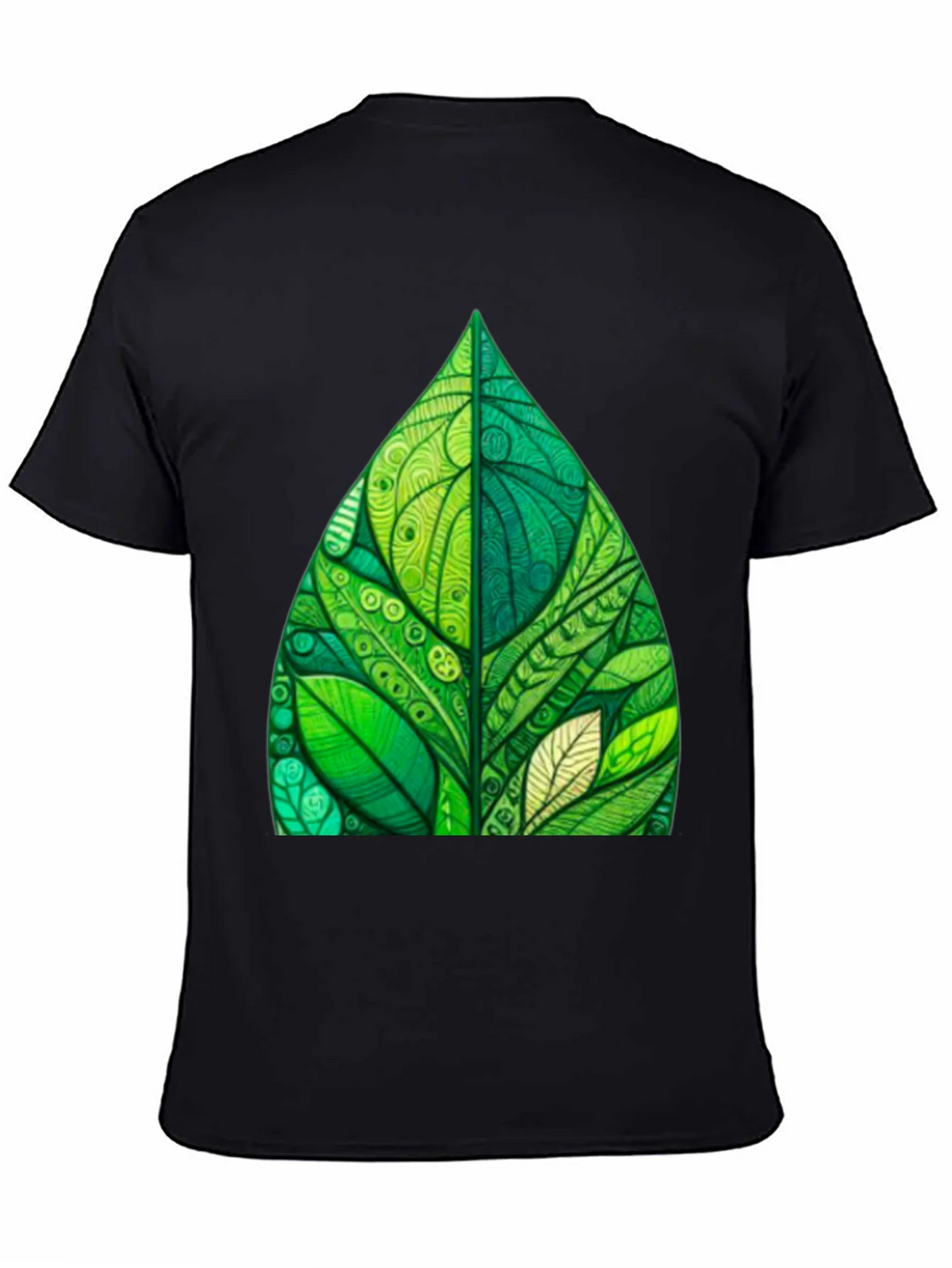 Green Leaf Art Black T-Shirt product image 4