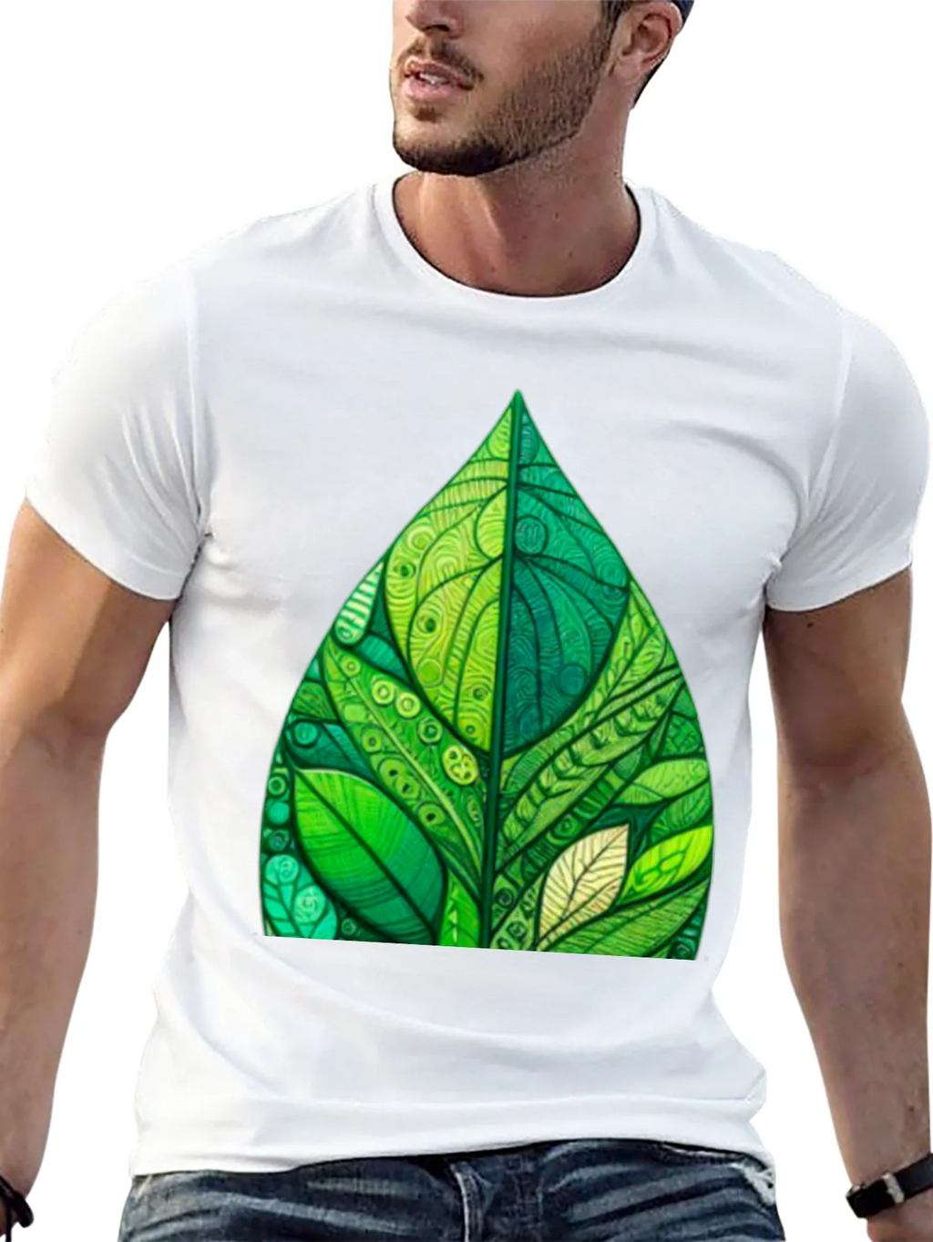 Green Leaf Art Black T-Shirt product image 12