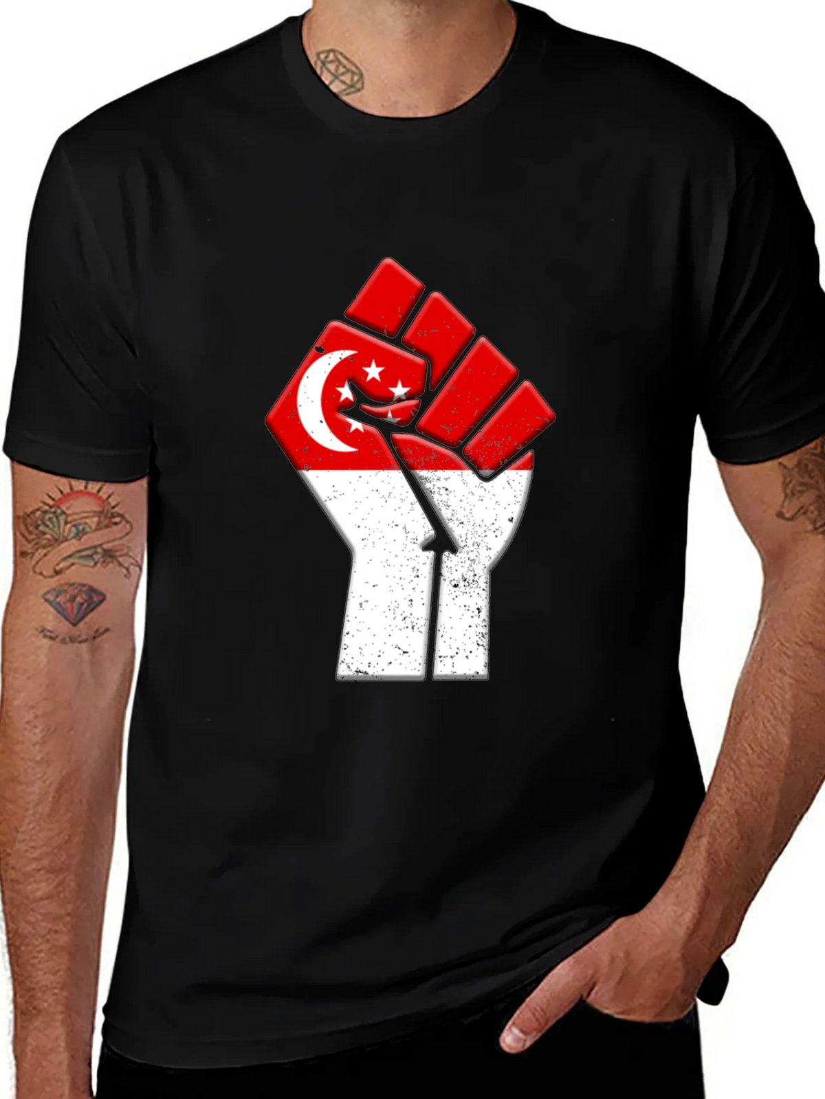 Singapore Flag Fist T-Shirt product image 1