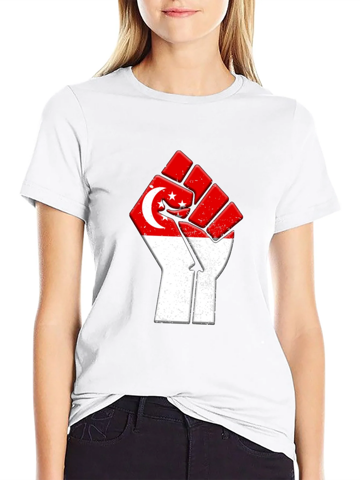Singapore Flag Fist T-Shirt product image 8