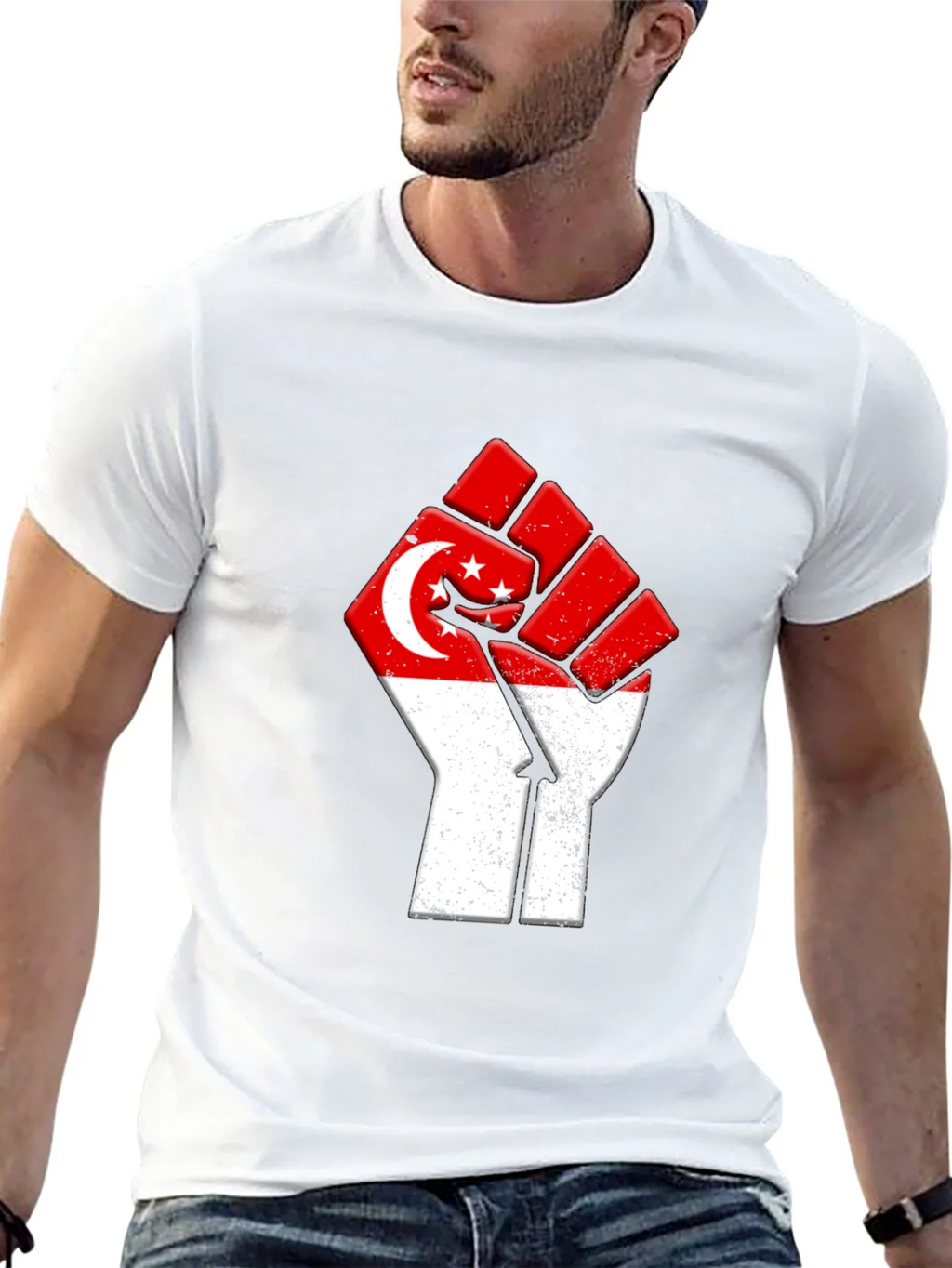 Singapore Flag Fist T-Shirt product image 12