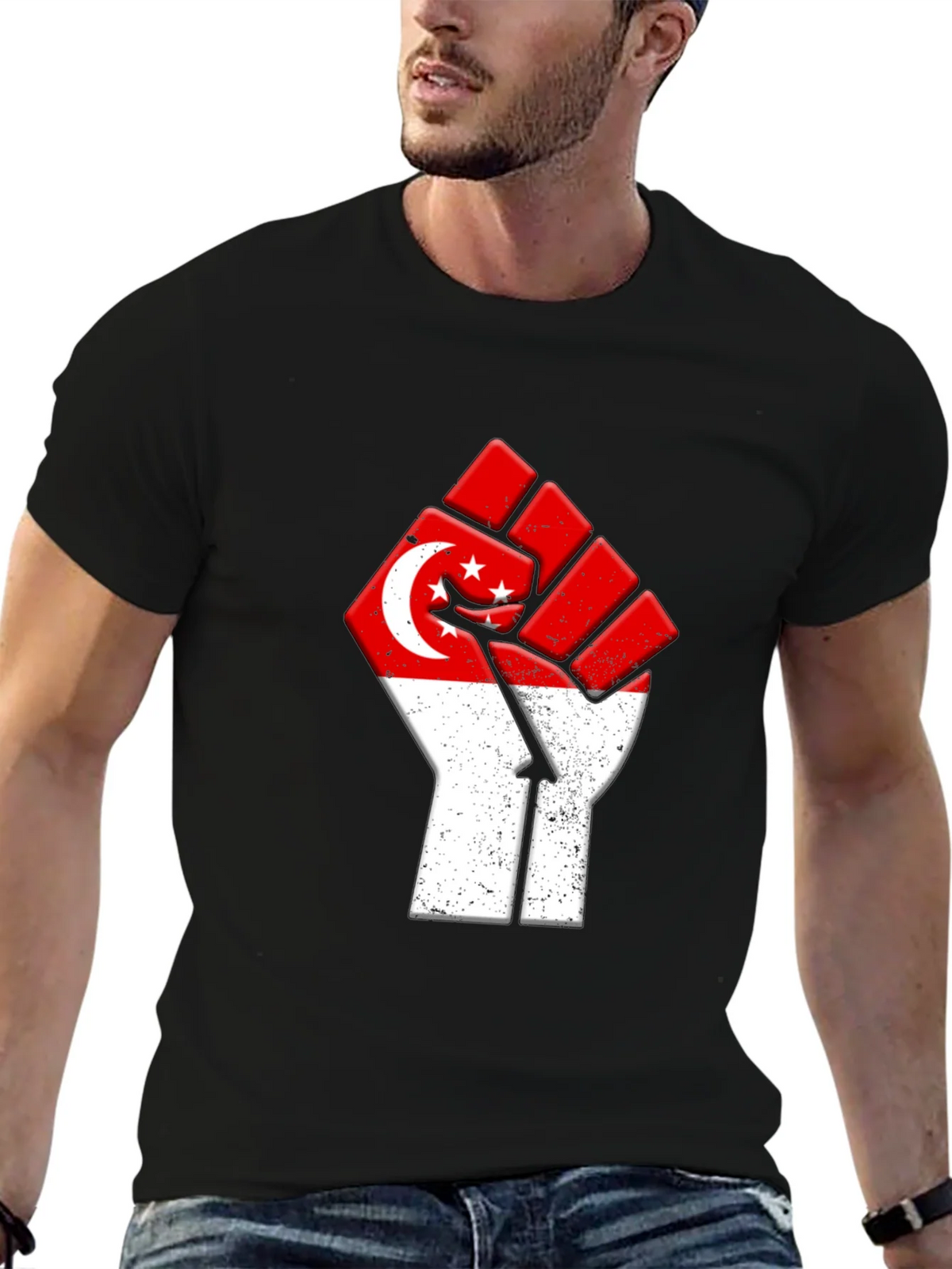 Singapore Flag Fist T-Shirt product image 6