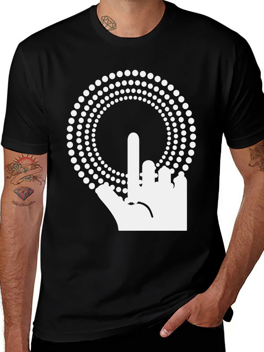 Middle Finger Hand Graphic Black T-Shirt product image 1