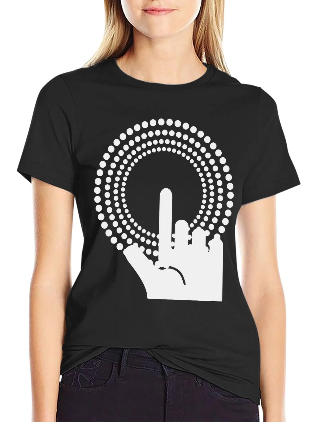 Middle Finger Hand Graphic Black T-Shirt product image 2