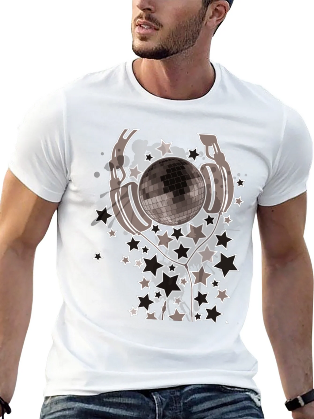 Disco Ball Headphones Graphic Tee - Mens Black T-Shirt product image 12