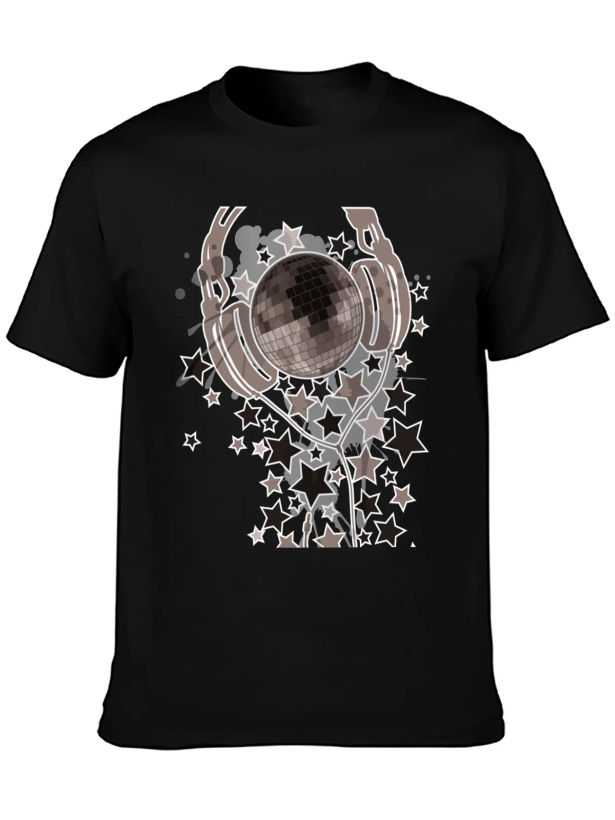 Disco Ball Headphones Graphic Tee - Mens Black T-Shirt product image 3