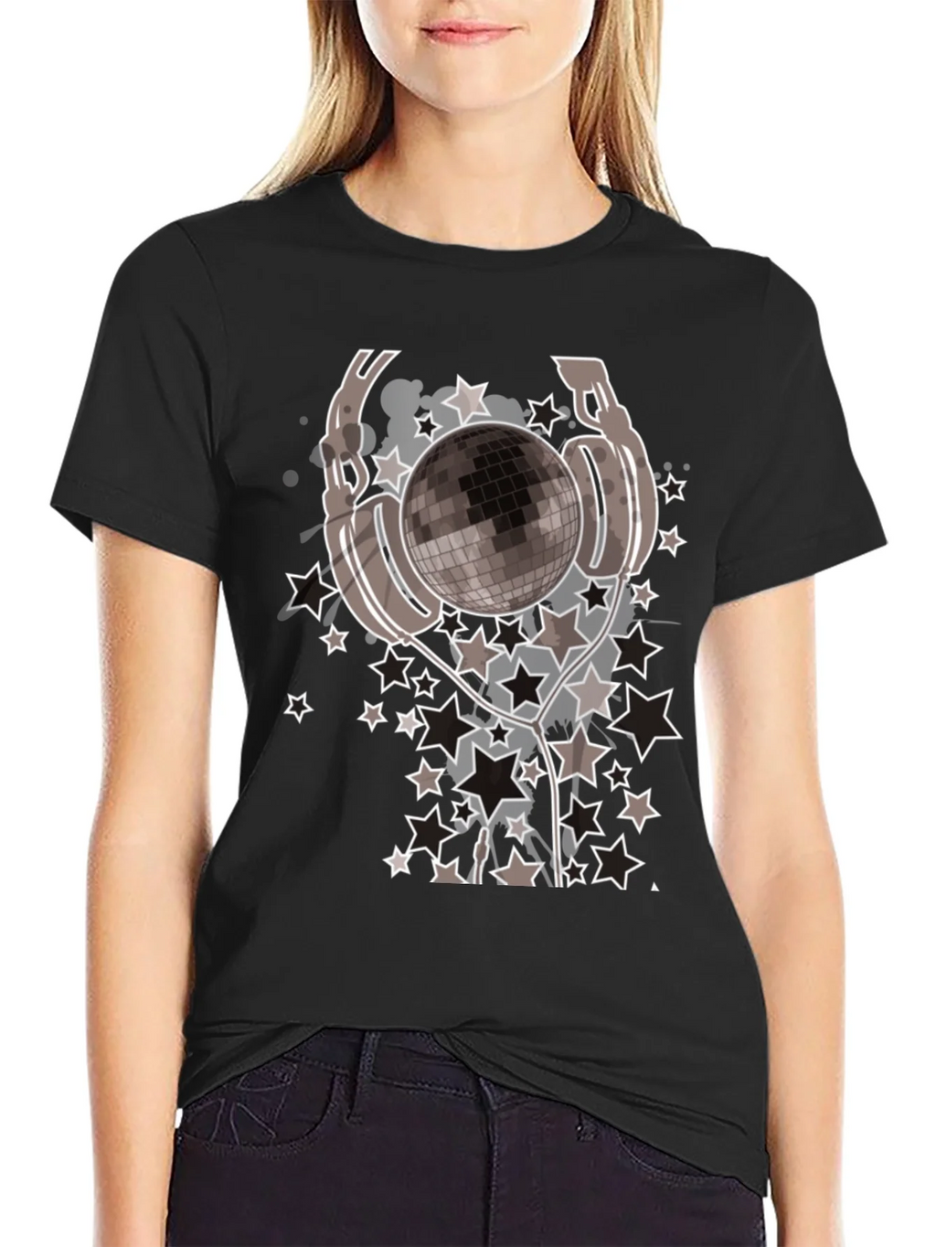 Disco Ball Headphones Graphic Tee - Mens Black T-Shirt product image 2