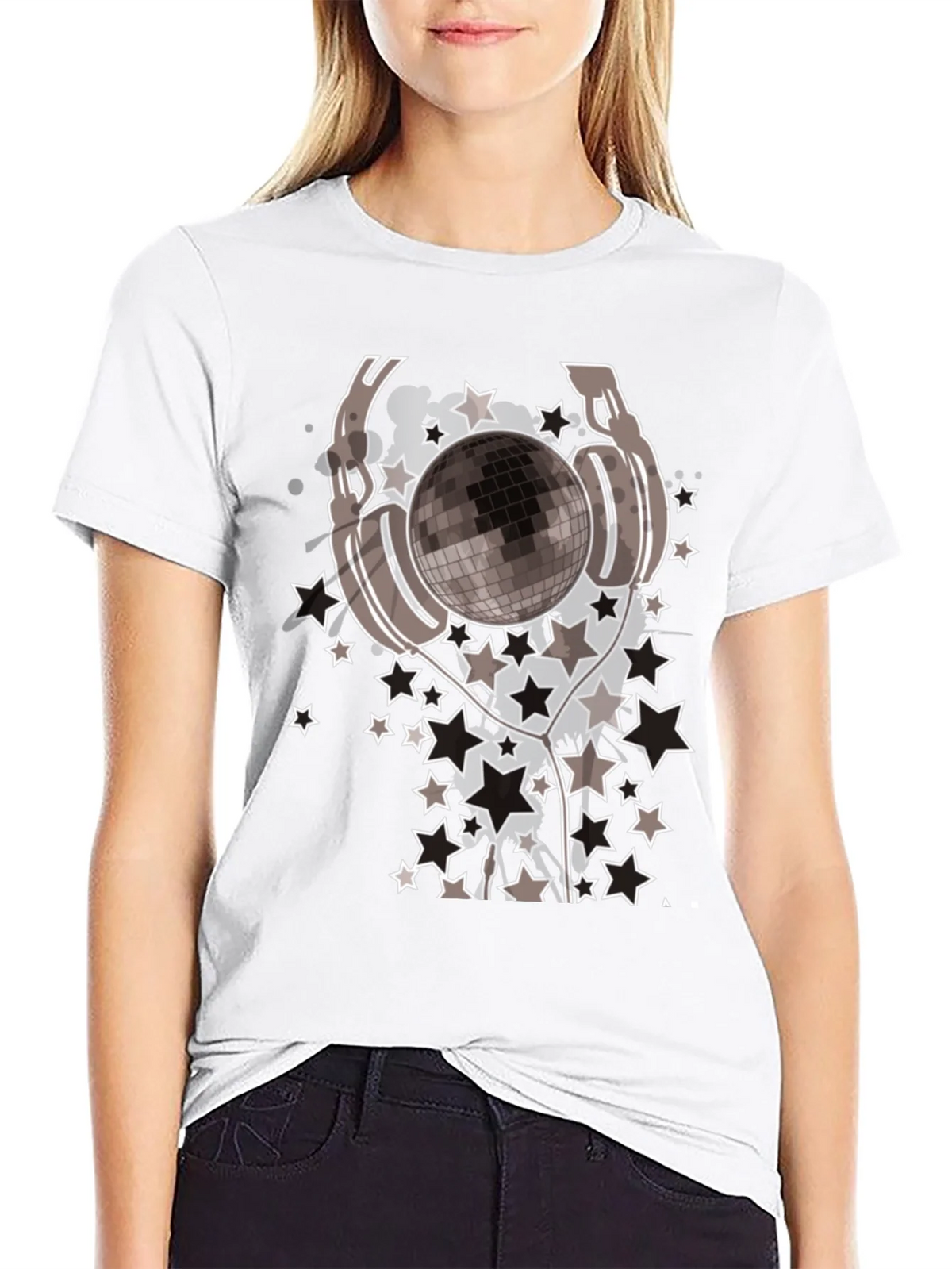 Disco Ball Headphones Graphic Tee - Mens Black T-Shirt product image 8