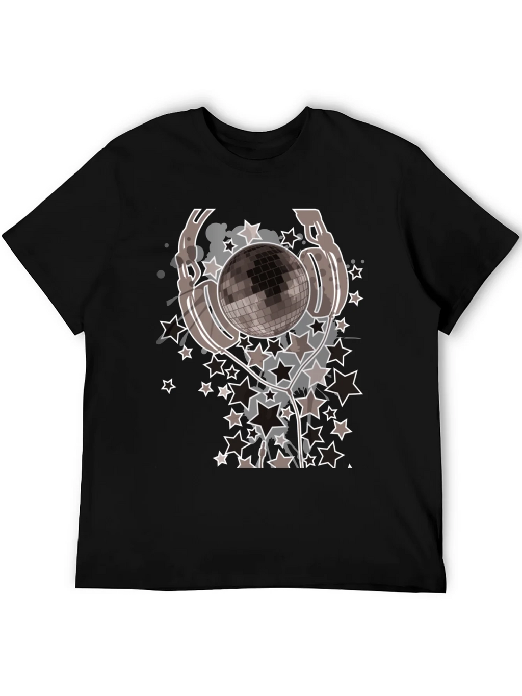 Disco Ball Headphones Graphic Tee - Mens Black T-Shirt product image 5