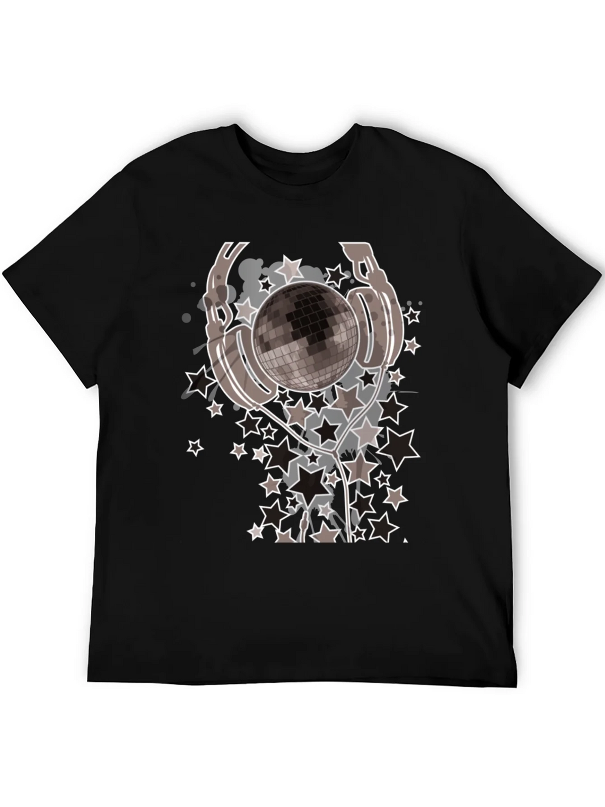 Disco Ball Headphones Graphic Tee - Mens Black T-Shirt product image 5