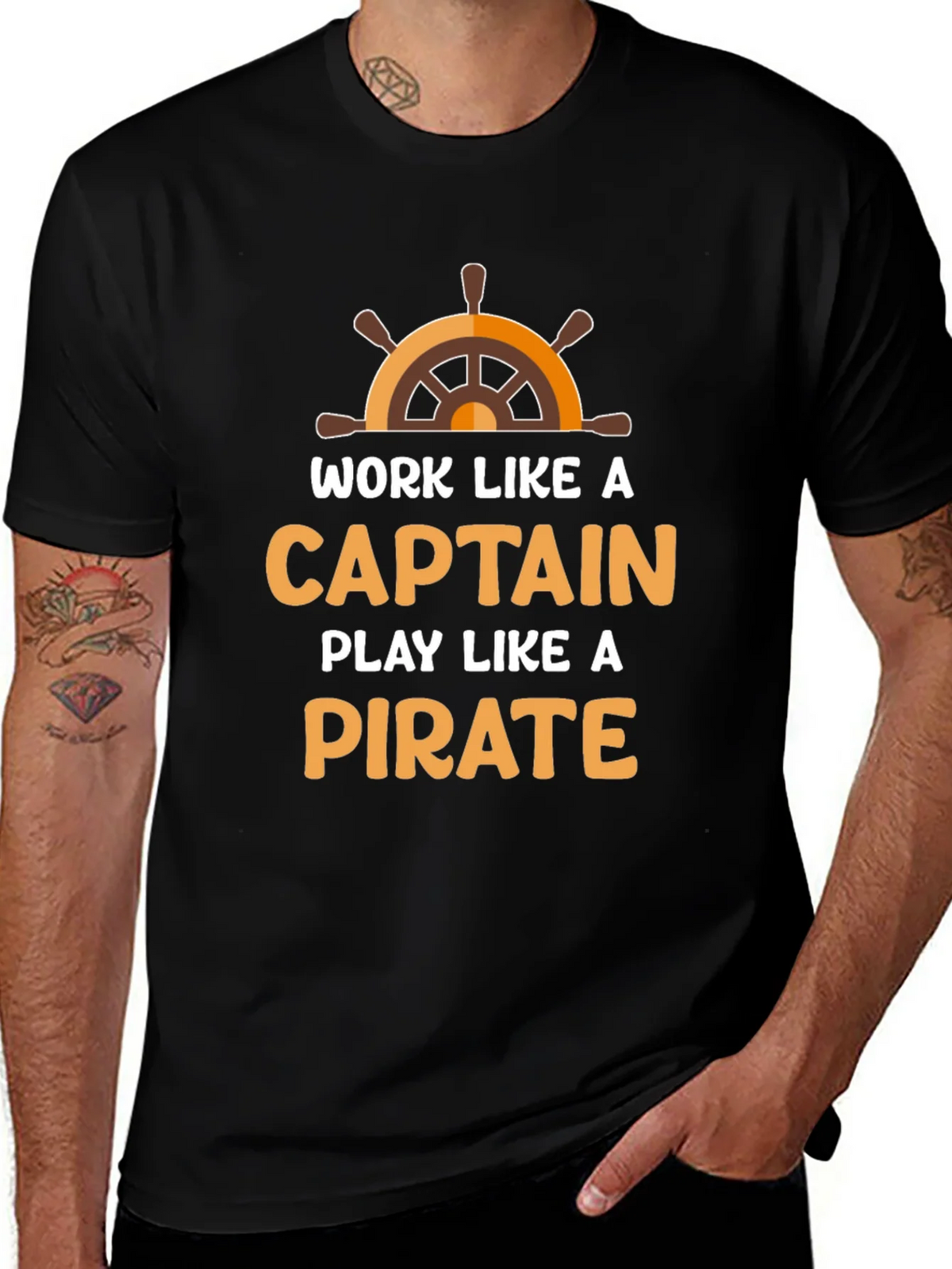 Work Like a Captain Play a Pirate Black T-Shirt product image 1