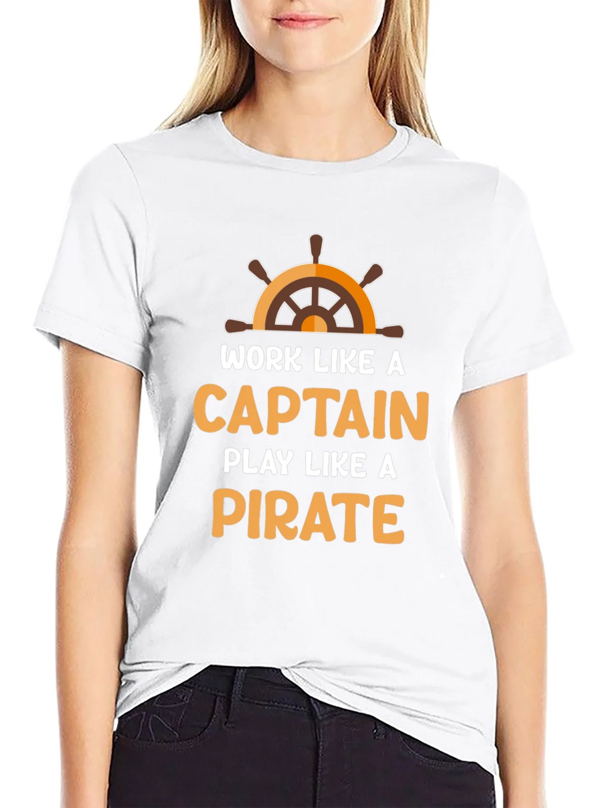 Work Like a Captain Play a Pirate Black T-Shirt product image 8