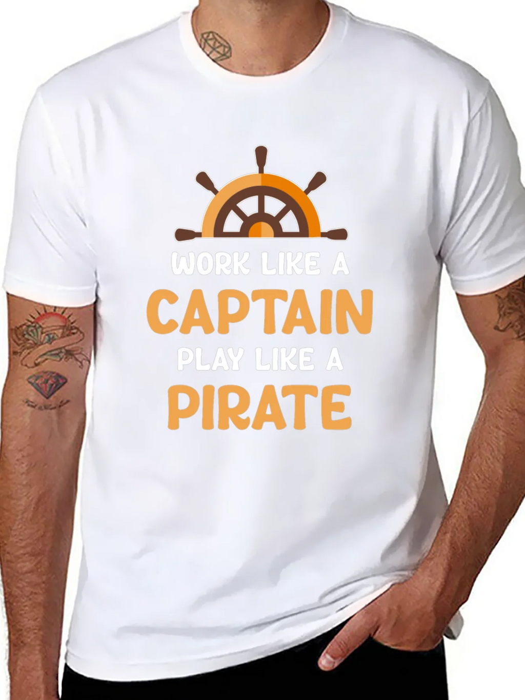 Work Like a Captain Play a Pirate Black T-Shirt product image 7