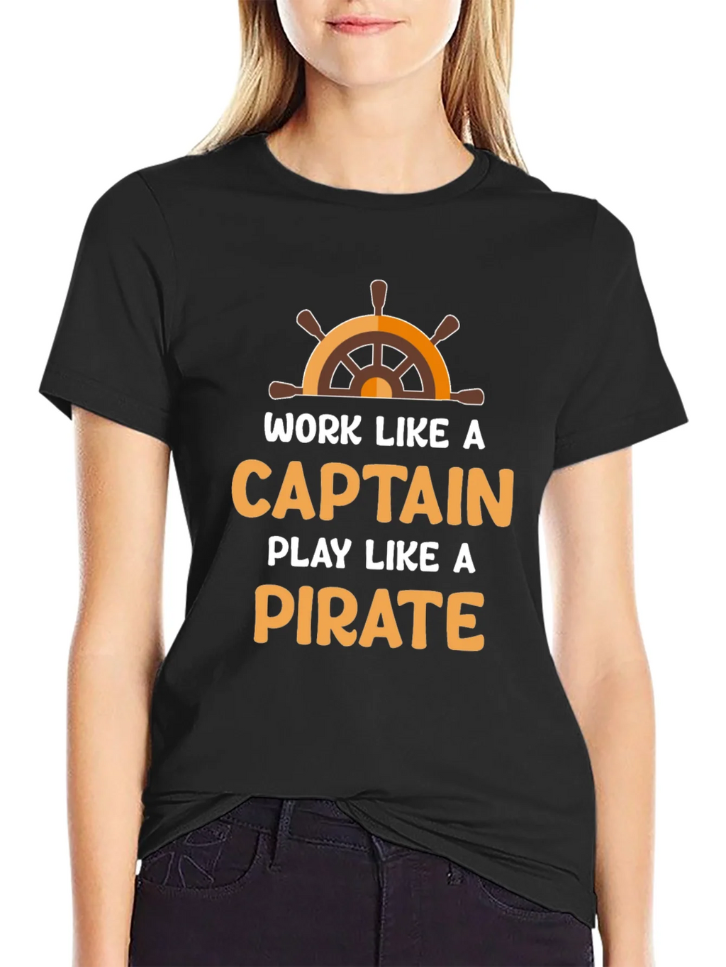 Work Like a Captain Play a Pirate Black T-Shirt product image 2