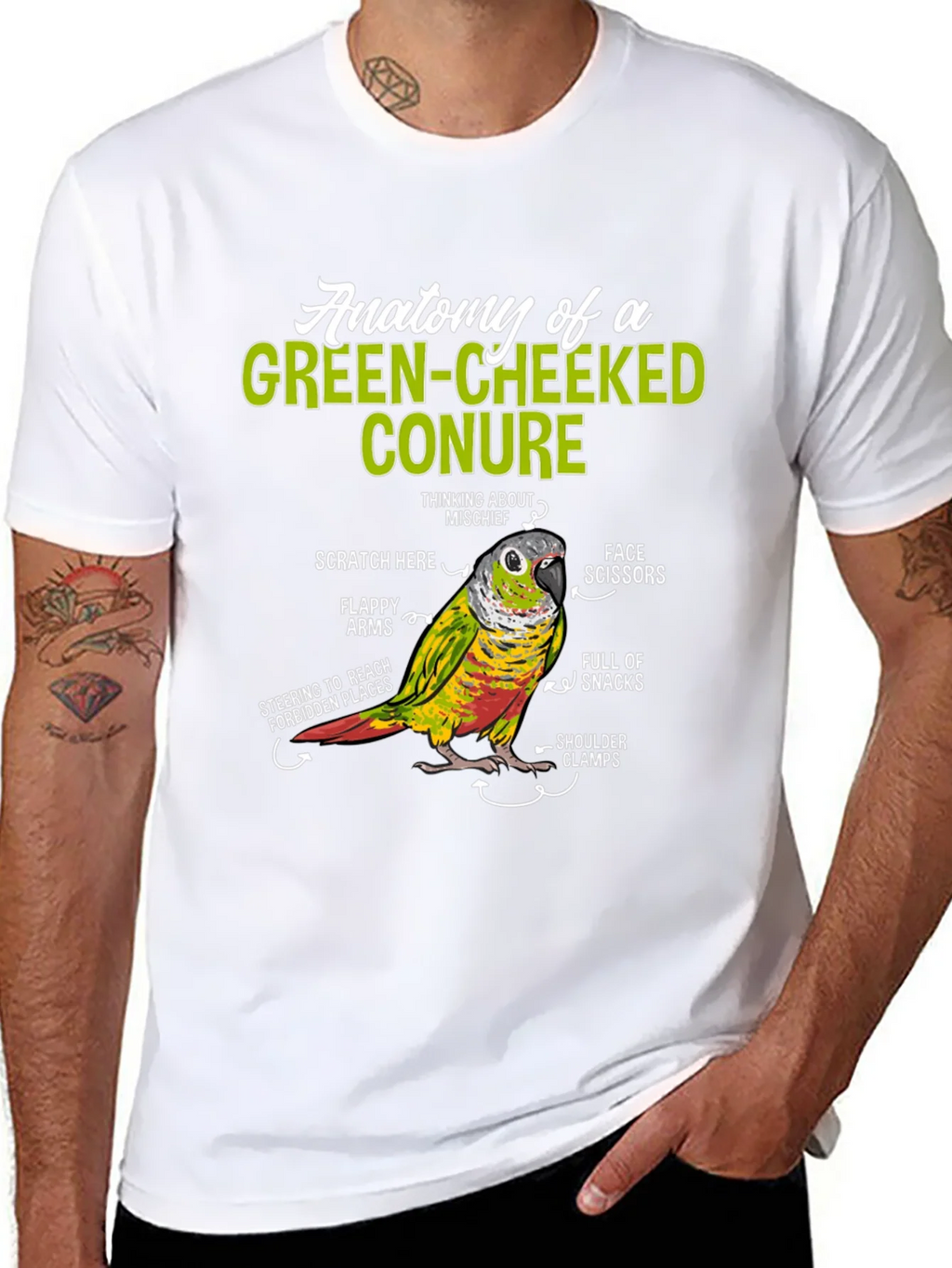 Green-Cheeked Conure Anatomy T-Shirt product image 7