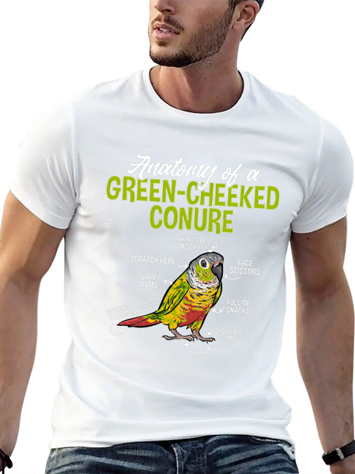 Green-Cheeked Conure Anatomy T-Shirt product image 12