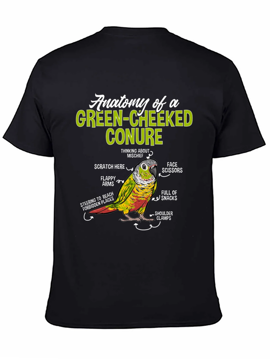 Green-Cheeked Conure Anatomy T-Shirt product image 4