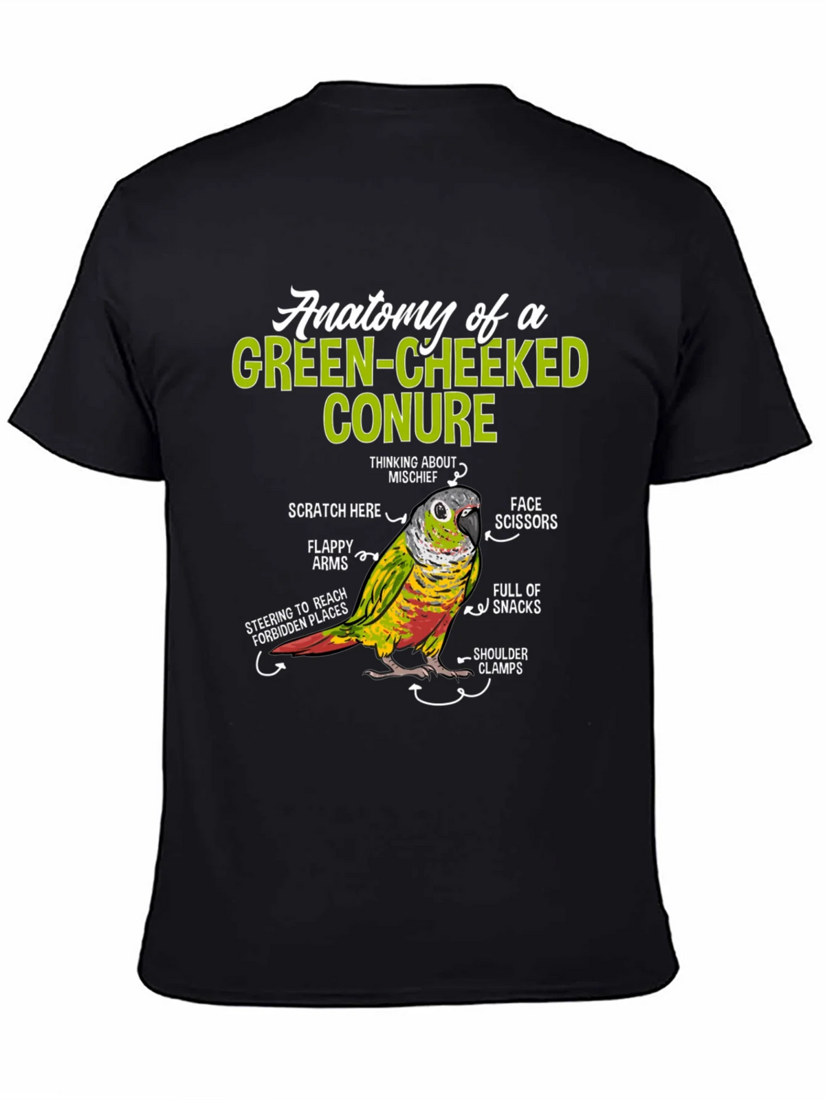 Green-Cheeked Conure Anatomy T-Shirt product image 4