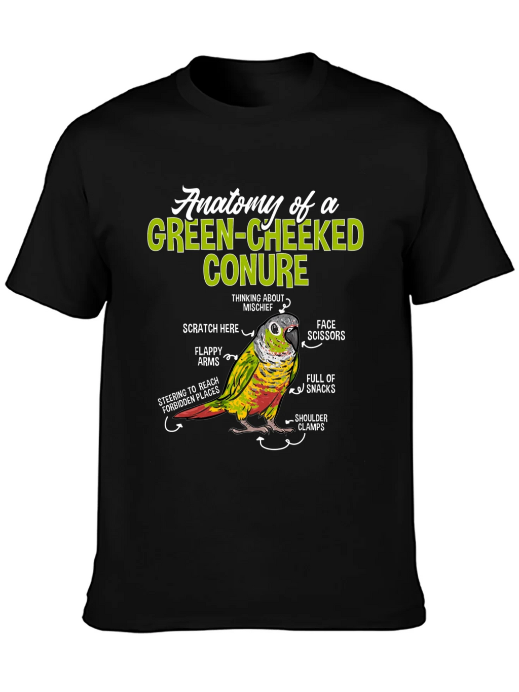 Green-Cheeked Conure Anatomy T-Shirt product image 3