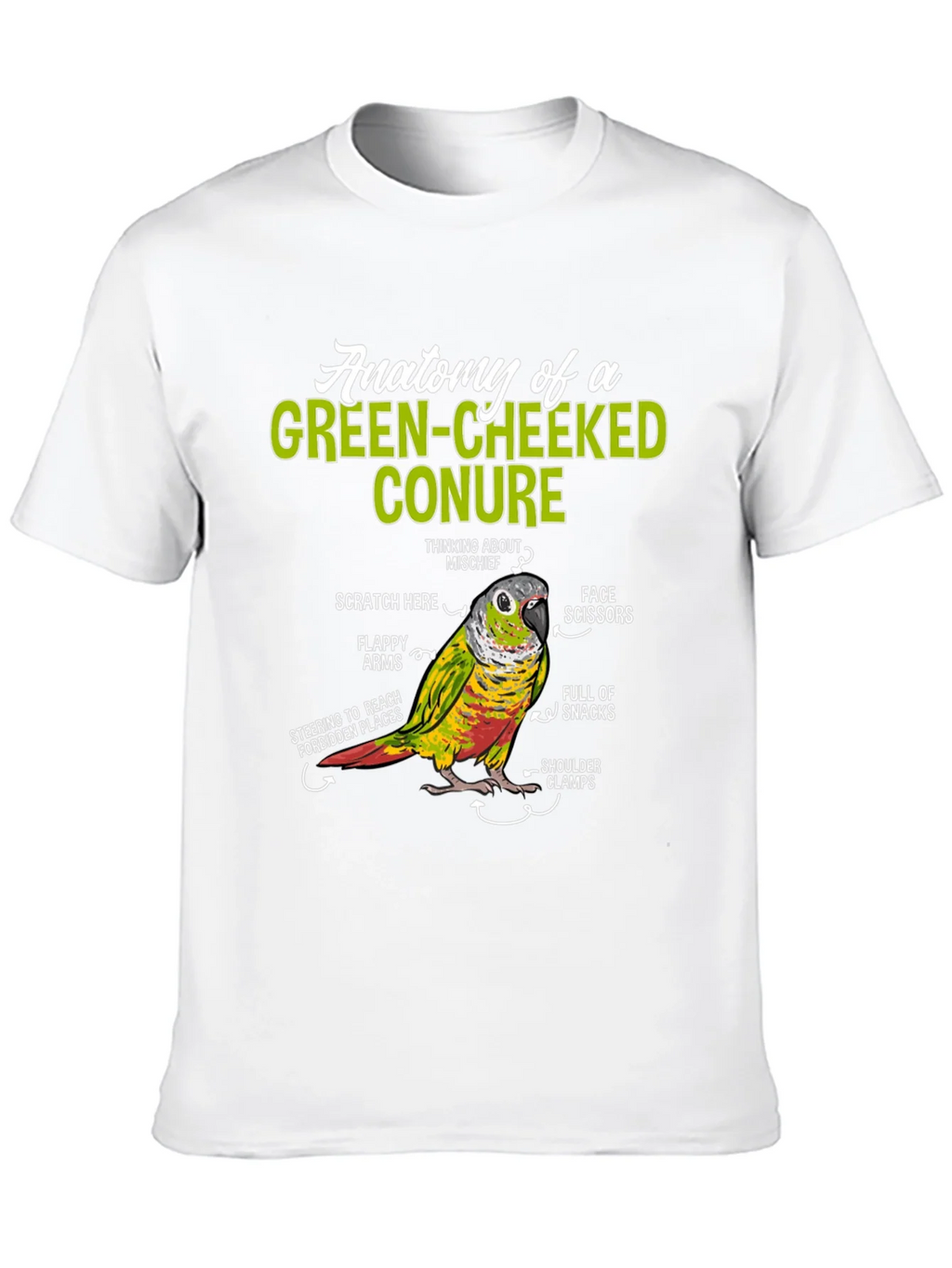 Green-Cheeked Conure Anatomy T-Shirt product image 9