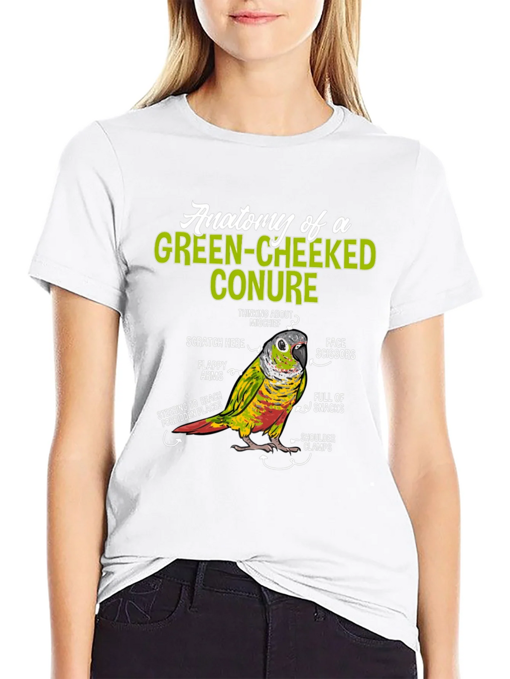 Green-Cheeked Conure Anatomy T-Shirt product image 8