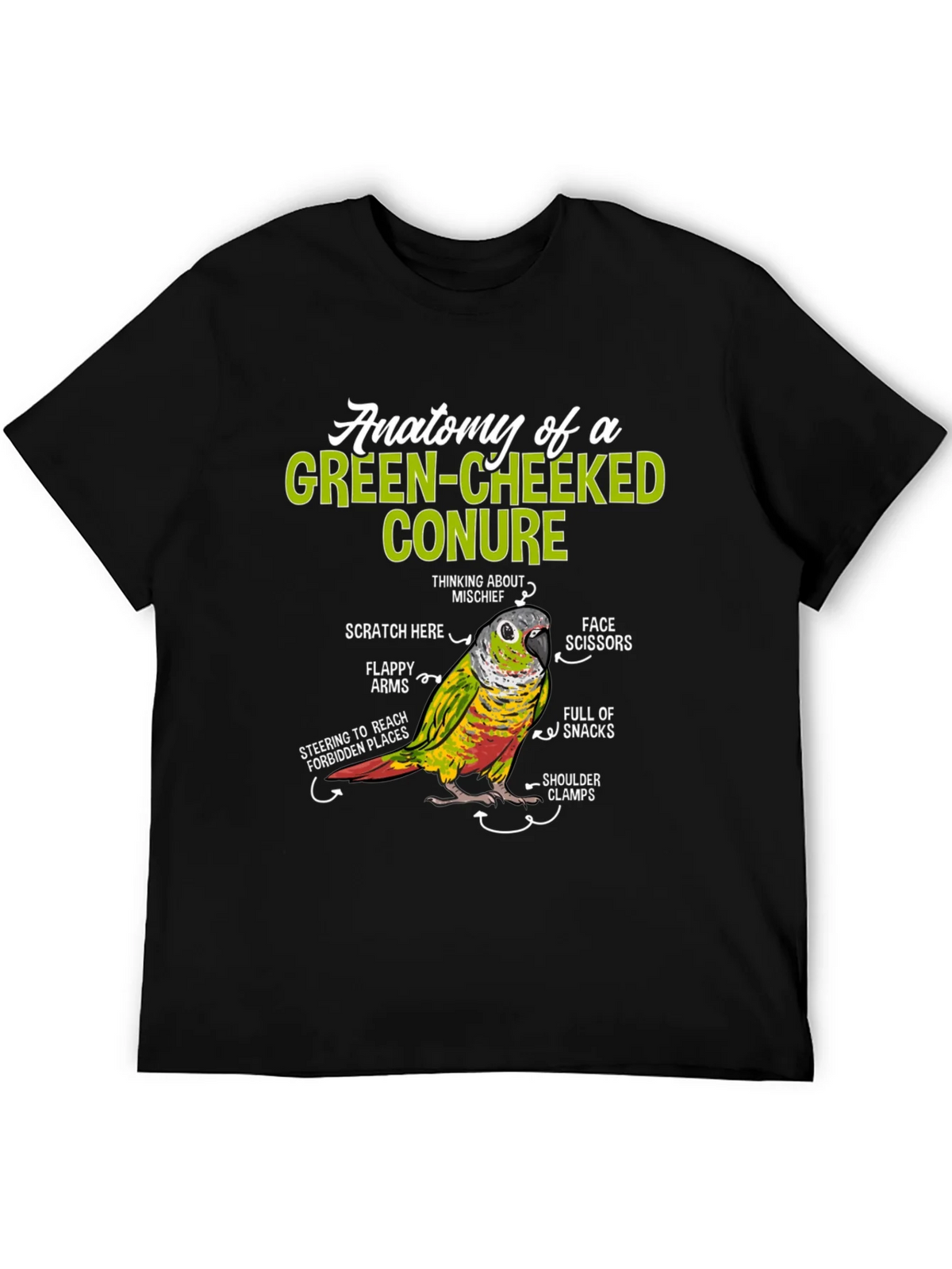 Green-Cheeked Conure Anatomy T-Shirt product image 5
